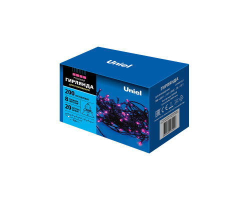 Дополнительное фото Светодиодная гирлянда Uniel (UL-00007310) розовый ULD-S2000-200/DGA Pink IP20: Купить в Интернет магазин освещения GCSVET.RU