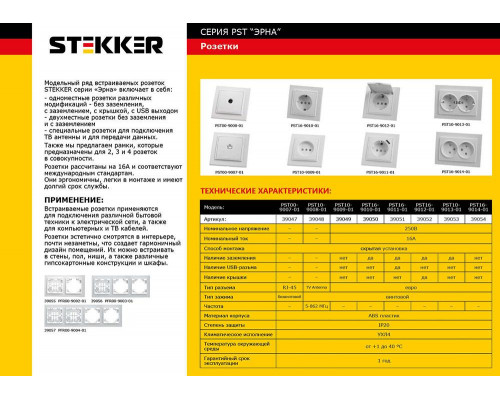 Дополнительное фото Розетка телевизионная Feron Stekker Эрна белый PST00900801 39048: Купить в Интернет магазин освещения GCSVET.RU