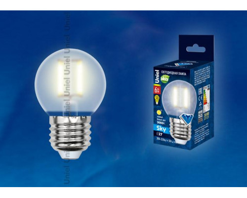 Дополнительное фото Светодиодная лампочка Uniel SKY Candle LED-C35-6W/WW/E14/CL PLS02WH картон: Купить в Интернет магазин освещения GCSVET.RU