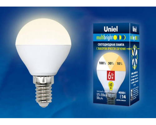 Дополнительное фото Светодиодная лампочка Uniel Multibright C LED-C37-6W/WW/E14/FR/MB PLM11WH картон: Купить в Интернет магазин освещения GCSVET.RU