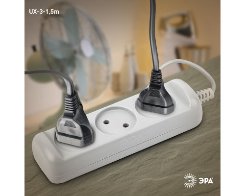 Дополнительное фото Удлинитель электрический Эра UX-3-1,5m Б0035747: Купить в Интернет магазин освещения GCSVET.RU
