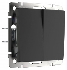 Выключатель Werkel двухклавишный проходной черный матовый W1122008 4690389156724