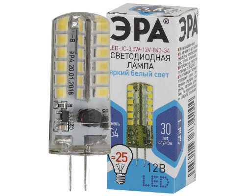 Основное фото Светодиодная лампочка Эра LED-JC-3,5W-12V-840-G4 Б0033196: Купить в Интернет магазин освещения GCSVET.RU