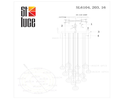 Дополнительное фото Люстра подвесная ST Luce Montecelio SL6104.203.16: Купить в Интернет магазин освещения GCSVET.RU