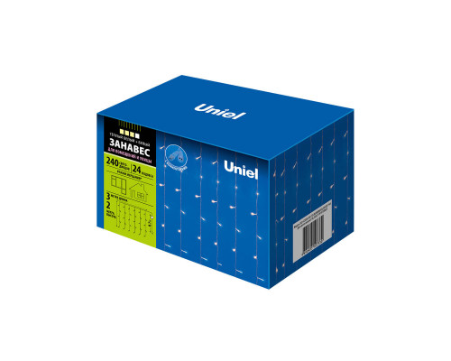 Дополнительное фото Уличная светодиодная гирлянда (UL-00003950) Uniel занавес теплый белый- белый ULD-C2030-240/TTK WarmWhite-White IP44: Купить в Интернет магазин освещения GCSVET.RU
