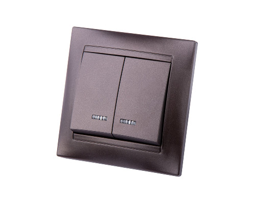 Дополнительное фото Выключатель двухклавишный с подсветкой Лама TDM Electric SQ1815-0505: Купить в Интернет магазин освещения GCSVET.RU