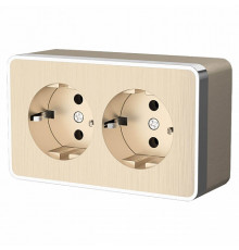 Розетка Werkel двойная с заземлением Gallant шампань рифленый W5072110 4690389164682 a051037