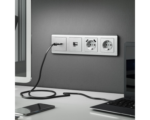 Дополнительное фото Накладка Werkel для розетки HDMI серебряный рифленый WL09-HDMI-CP 4690389128318: Купить в Интернет магазин освещения GCSVET.RU