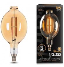 Филаментная лампа светодиодная Gauss E27 8W 2400K золотая 151802008