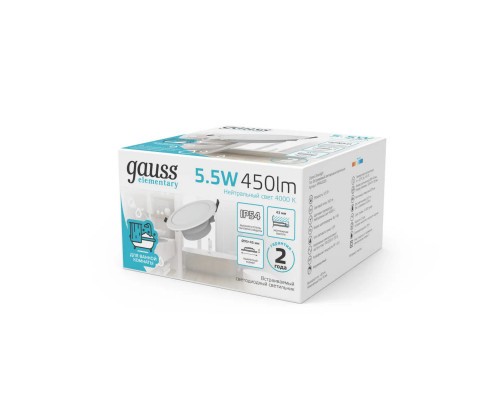 Дополнительное фото Светильник встраиваемый Gauss Downlight 999420205: Купить в Интернет магазин освещения GCSVET.RU