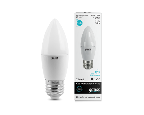 Основное фото Светодиодная лампочка Gauss Elementary Candle LED 33226: Купить в Интернет магазин освещения GCSVET.RU