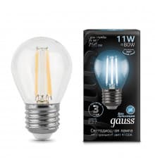 Филаментная лампа светодиодная Gauss E27 11W 4100K прозрачная 105802211
