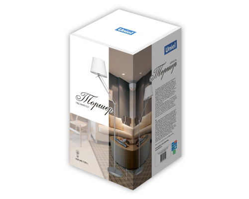 Дополнительное фото Напольный светильник Uniel UML-T500 E27 SILVER/WHITE UL-00010181: Купить в Интернет магазин освещения GCSVET.RU