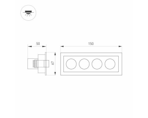 Дополнительное фото Светильник встраиваемый LED Arlight MS-Orient-Built-Turn-TC-S67x150-10W Day4000 032229: Купить в Интернет магазин освещения GCSVET.RU