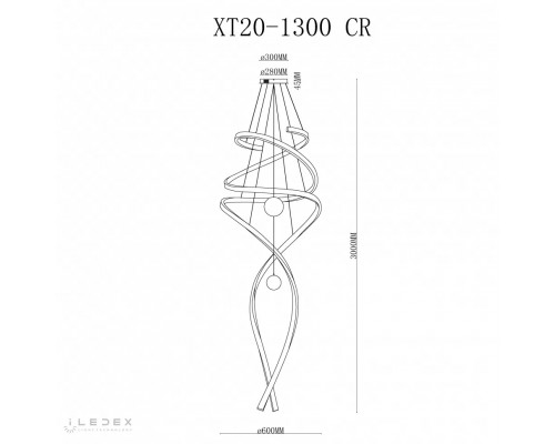 Дополнительное фото Люстра подвесная iLedex Axis XT20-1300 CR: Купить в Интернет магазин освещения GCSVET.RU