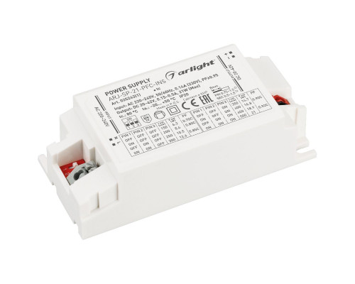 Основное фото Сетевой адаптер Arlight ARJ-SP-21-PFC-INS (21W, 20-42V, 0.15-0.5A, IP20) 025243(1): Купить в Интернет магазин освещения GCSVET.RU