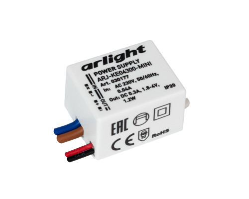 Основное фото Сетевой адаптер Arlight ARJ-KE04300-Mini (1.2W, 300mA) 030177: Купить в Интернет магазин освещения GCSVET.RU
