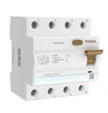 Устройство защитного отключения 3P+N 63 A 30m А АС 6 kА Werkel W914P636 4690389193200 a062566