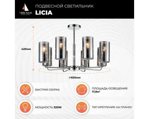 Дополнительное фото Люстра потолочная Vele Luce Licia VL1923L08: Купить в Интернет магазин освещения GCSVET.RU