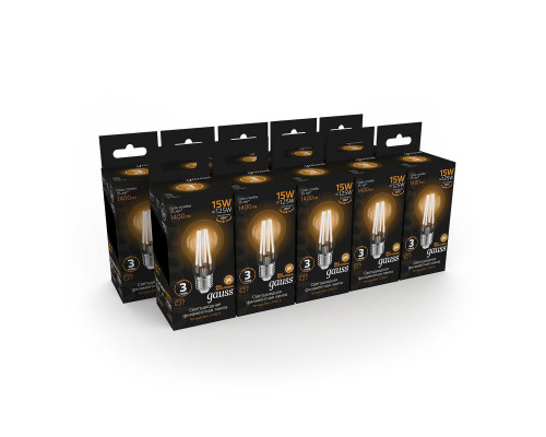 Дополнительное фото Филаментная лампа светодиодная Gauss E27 15W 2700K груша прозрачная 102902115: Купить в Интернет магазин освещения GCSVET.RU