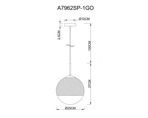 Дополнительное фото Светильник подвесной Arte Lamp Jupiter Gold A7962SP-1GO: Купить в Интернет магазин освещения GCSVET.RU