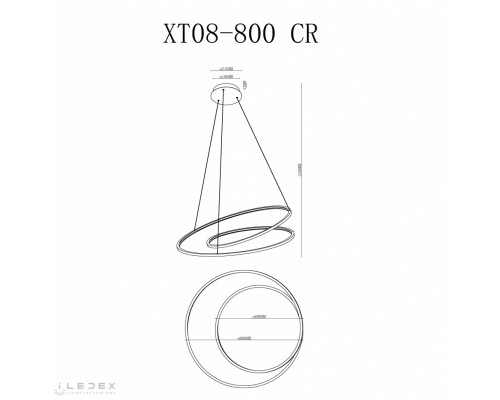 Дополнительное фото Люстра подвесная iLedex Axis XT08-D800 CR: Купить в Интернет магазин освещения GCSVET.RU