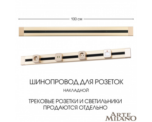 Дополнительное фото Накладной шинопровод Arte Milano Am-track-sockets 382301TO/100 Gold: Купить в Интернет магазин освещения GCSVET.RU