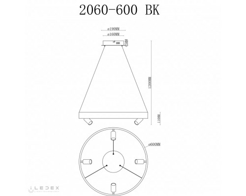 Дополнительное фото Люстра подвесная iLedex Vision 2060-D600 BK: Купить в Интернет магазин освещения GCSVET.RU
