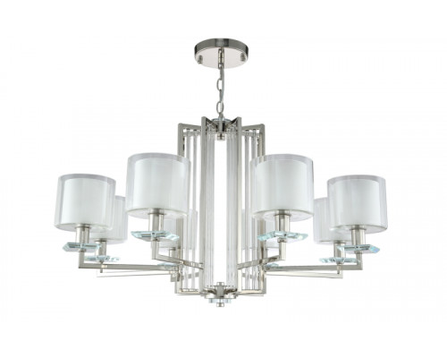 Основное фото Люстра подвесная Crystal Lux Nicolas NICOLAS SP-PL8 NICKEL/WHITE: Купить в Интернет магазин освещения GCSVET.RU