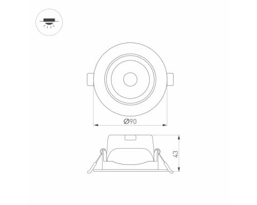 Дополнительное фото Светильник встраиваемый Arlight LTD-Polar-Turn-R90-7W Warm3000 032310: Купить в Интернет магазин освещения GCSVET.RU