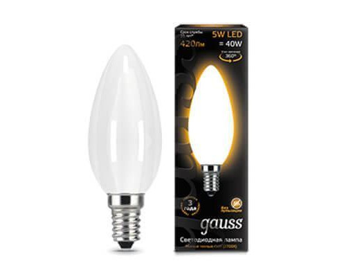 Основное фото Филаментная лампа светодиодная Gauss E14 5W 2700К матовая 103201105: Купить в Интернет магазин освещения GCSVET.RU