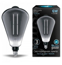 Филаментная лампа светодиодная Gauss E27 6W 4000K серая 157802205