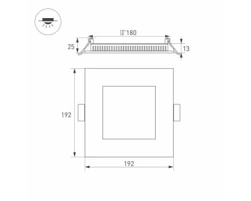 Дополнительное фото Светильник встраиваемый LED Arlight DL-192x192M-18W Day White 021916: Купить в Интернет магазин освещения GCSVET.RU