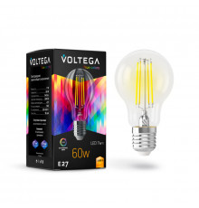 Филаментная лампа светодиодная Voltega E27 7W 2800K груша прозрачная VG10-A60E27warm7W-FHR 7154