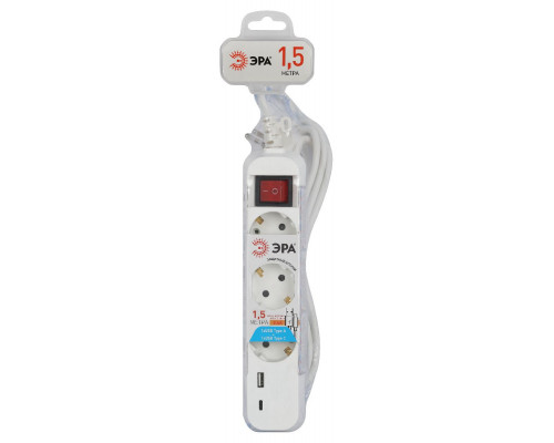 Дополнительное фото Удлинитель электрический Эра UB-3es-1,5m-USB Б0052897: Купить в Интернет магазин освещения GCSVET.RU