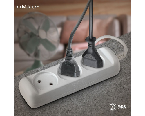 Дополнительное фото Удлинитель электрический Эра UX(6)-3-1,5m Б0038567: Купить в Интернет магазин освещения GCSVET.RU