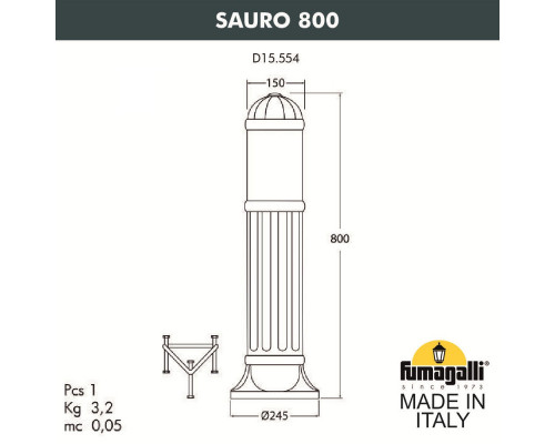 Дополнительное фото Садовый светильник Fumagalli Sauro D15.554.000.WXF1R.FC1: Купить в Интернет магазин освещения GCSVET.RU