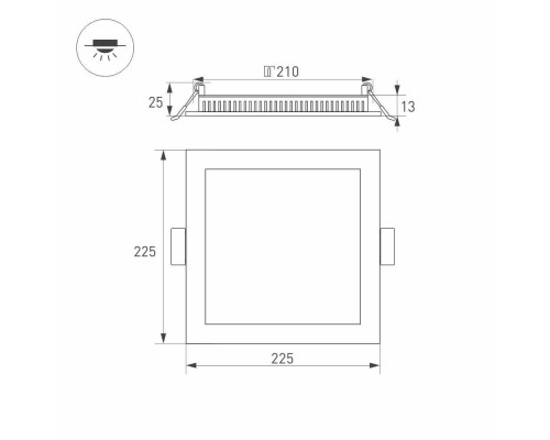 Дополнительное фото Светильник встраиваемый LED Arlight DL-225x225M-21W Warm White 020137: Купить в Интернет магазин освещения GCSVET.RU