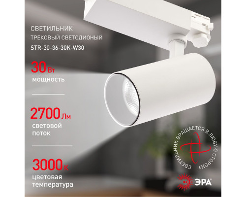 Дополнительное фото Светильник трековый ЭРА SТR-30-36-30K-W30 Б0049773: Купить в Интернет магазин освещения GCSVET.RU