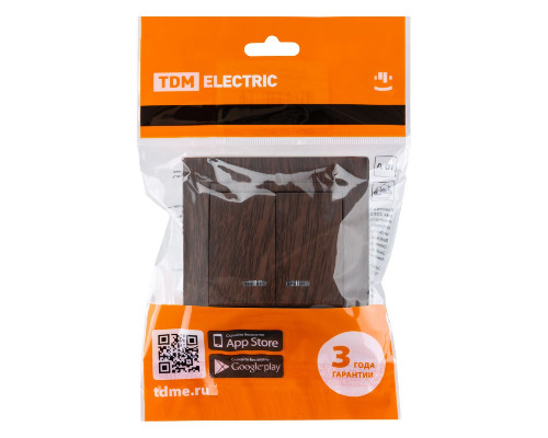 Дополнительное фото Выключатель двухклавишный с подсветкой Лама TDM Electric SQ1815-0405: Купить в Интернет магазин освещения GCSVET.RU