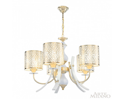 Дополнительное фото Люстра подвесная Arte Milano Florentia-6067 306067/5 Wh/Gd: Купить в Интернет магазин освещения GCSVET.RU