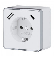 Розетка с заземлением, шторками и USB тип A+C Werkel Gallant W5071706 4690389179624 a057701