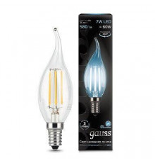 Филаментная лампа светодиодная Gauss E14 7W 4100К прозрачная 104801207