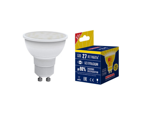 Основное фото Светодиодная лампочка Volpe LED-JCDR LED-JCDR-7W/WW/GU10/NR картон: Купить в Интернет магазин освещения GCSVET.RU