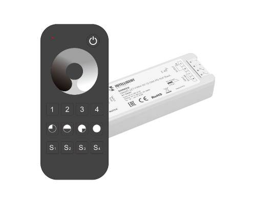 Основное фото Диммер Arlight SMART-SET-PWM-101-72-DIM-PD-SUF Black (5-36V, 1x8A, x4, ПДУ 13кн, 2.4G) 036201: Купить в Интернет магазин освещения GCSVET.RU
