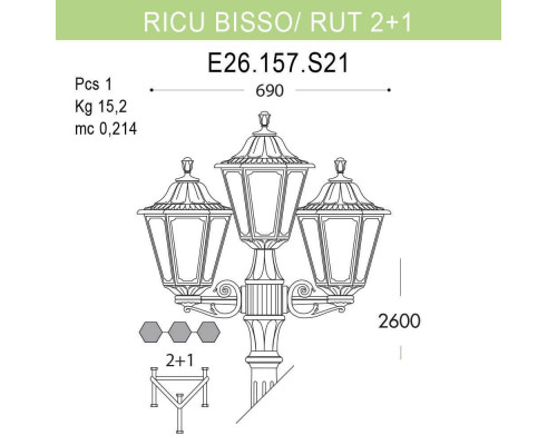 Дополнительное фото Уличный фонарь Fumagalli Ricu Bisso/Rut E26.157.S21.WYF1R: Купить в Интернет магазин освещения GCSVET.RU