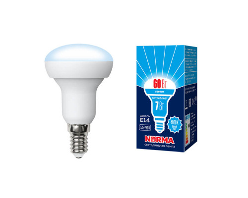 Дополнительное фото Светодиодная лампочка Volpe Norma R LED-R50-7W/NW/E14/FR/NR картон: Купить в Интернет магазин освещения GCSVET.RU