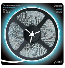 Светодиодная лента (влагозащищенная) Gauss 4,8W/m 60LED/m 2835SMD холодный белый 5M 311000305