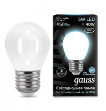 Филаментная лампа светодиодная Gauss E27 5W 4100К матовая 105202205