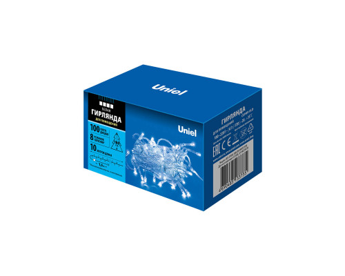 Дополнительное фото Светодиодная гирлянда (UL-00007201) Uniel 220V белый ULD-S1000-100/DTA White IP20: Купить в Интернет магазин освещения GCSVET.RU